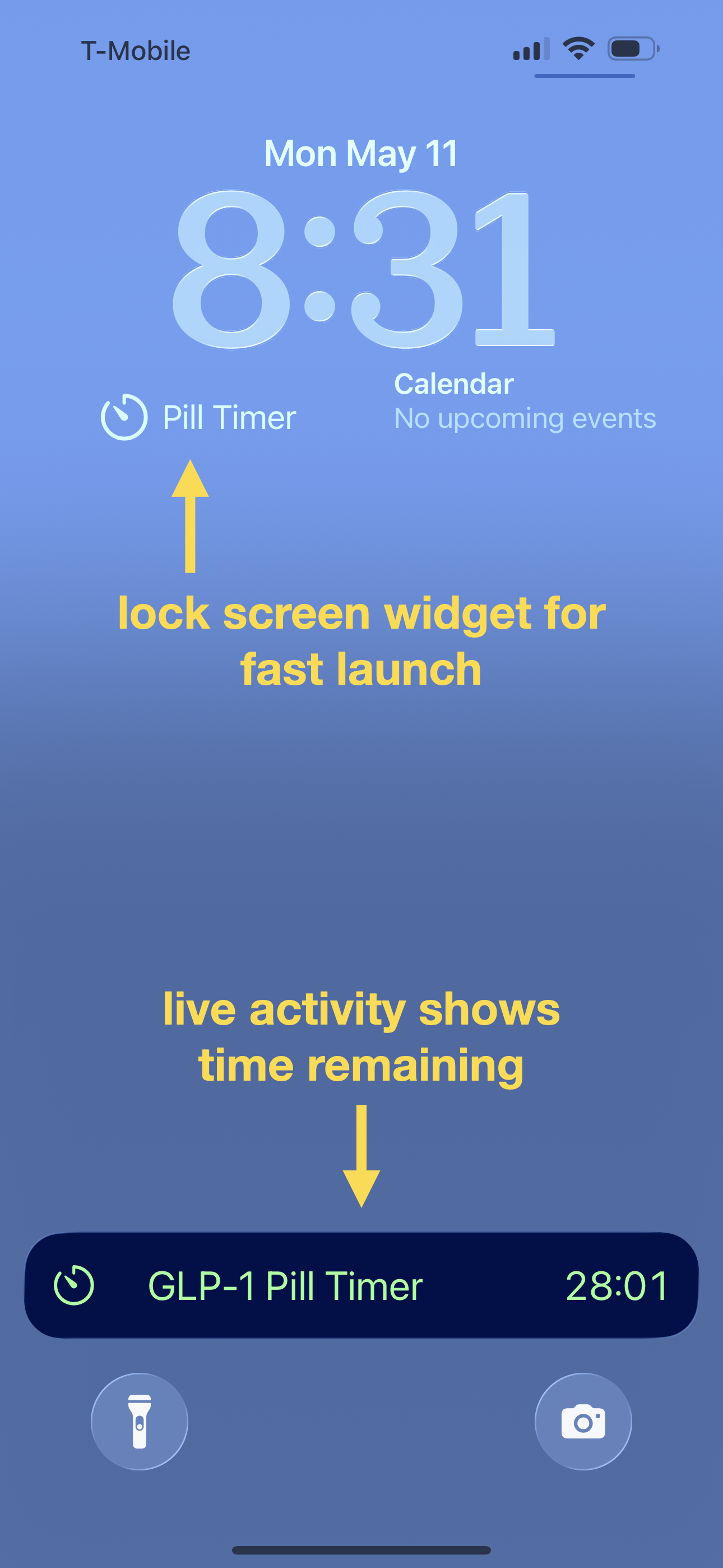 Lock screen widget and live activity showing countdown