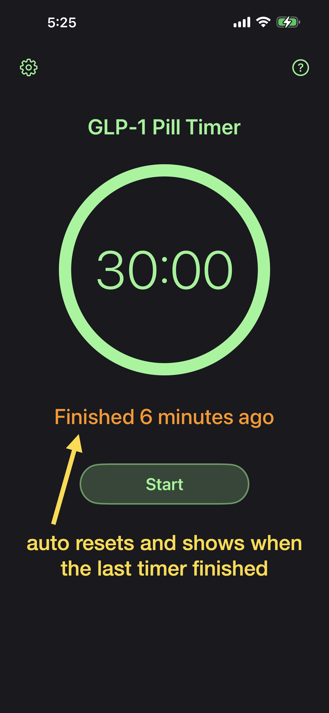 Timer auto-reset showing finished 6 minutes ago